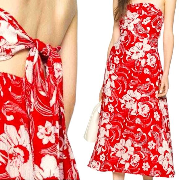NWT Faithfull the Brand Maivi Floral Print Strapless Midi Dress Size 6 - Picture 8 of 8